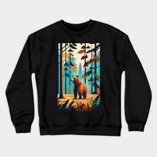 abstract autumn bear in the forest Crewneck Sweatshirt